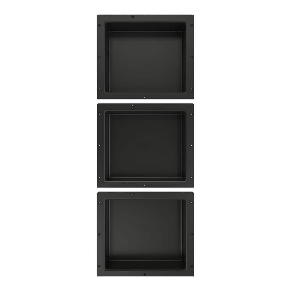 Black Triple Recessed Plastic Shower Shelf