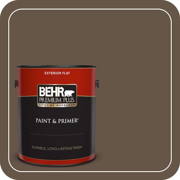 BEHR PREMIUM PLUS 1 gal. #N220-7 Cavalry Brown Flat Exterior Paint & Primer