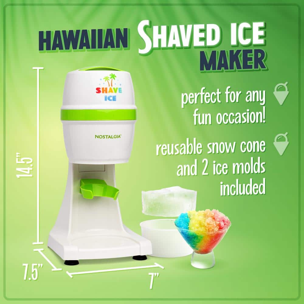 White and Green Stainless Steel Countertop Snow Cone Maker