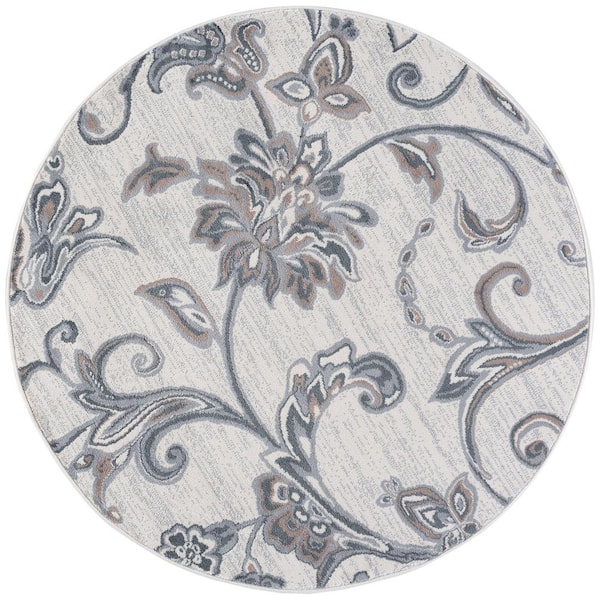 Madison Floral Cream 8 ft. Round Indoor Area Rug