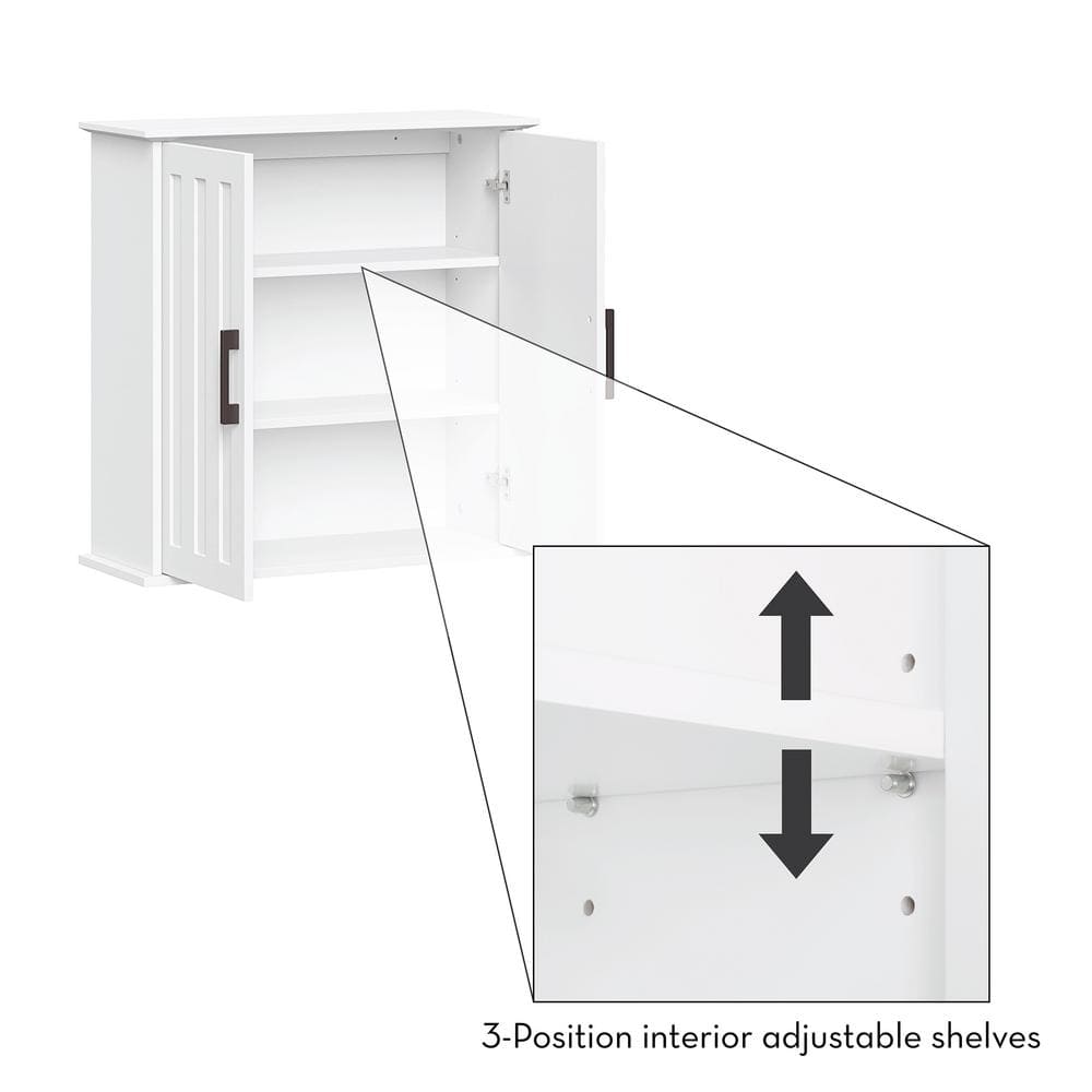 White Matte MDF Two-Door Medicine Cabinet with Adjustable Shelves