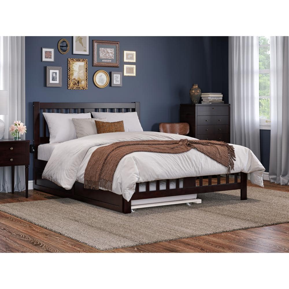 Tahoe Espresso Queen Wood Platform Bed with Storage Drawer