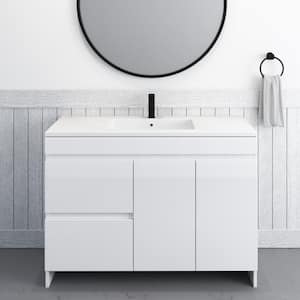 Mace 48 in W x 20 in D x 35 in H Single Sink Bath Vanity Left Side Drawers, Glossy White, Acrylic Integrated Countertop