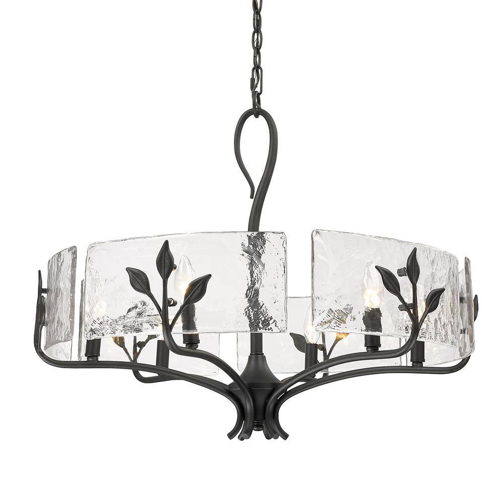 Calla Black Steel Drum Chandelier with Hammered Glass