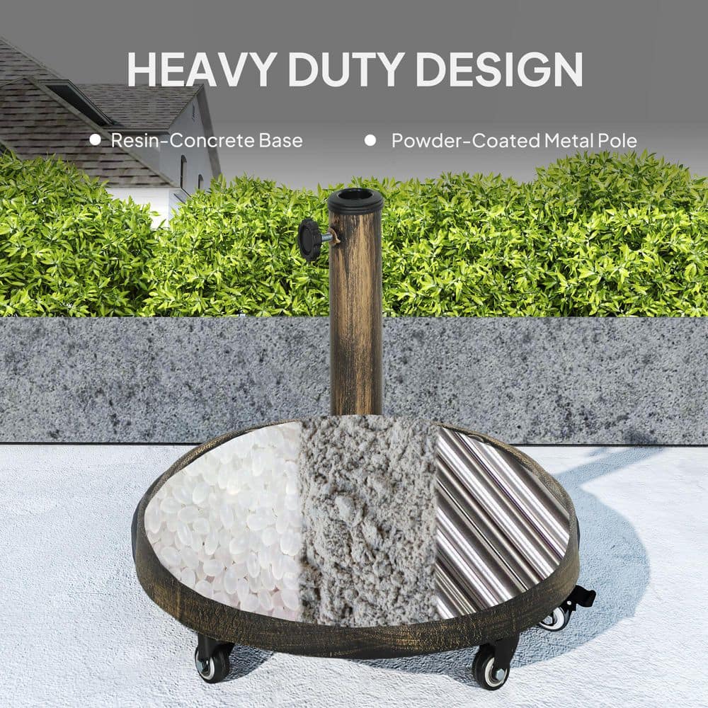 Bronze Powder Coated Metal Wheeled Patio Umbrella Stand