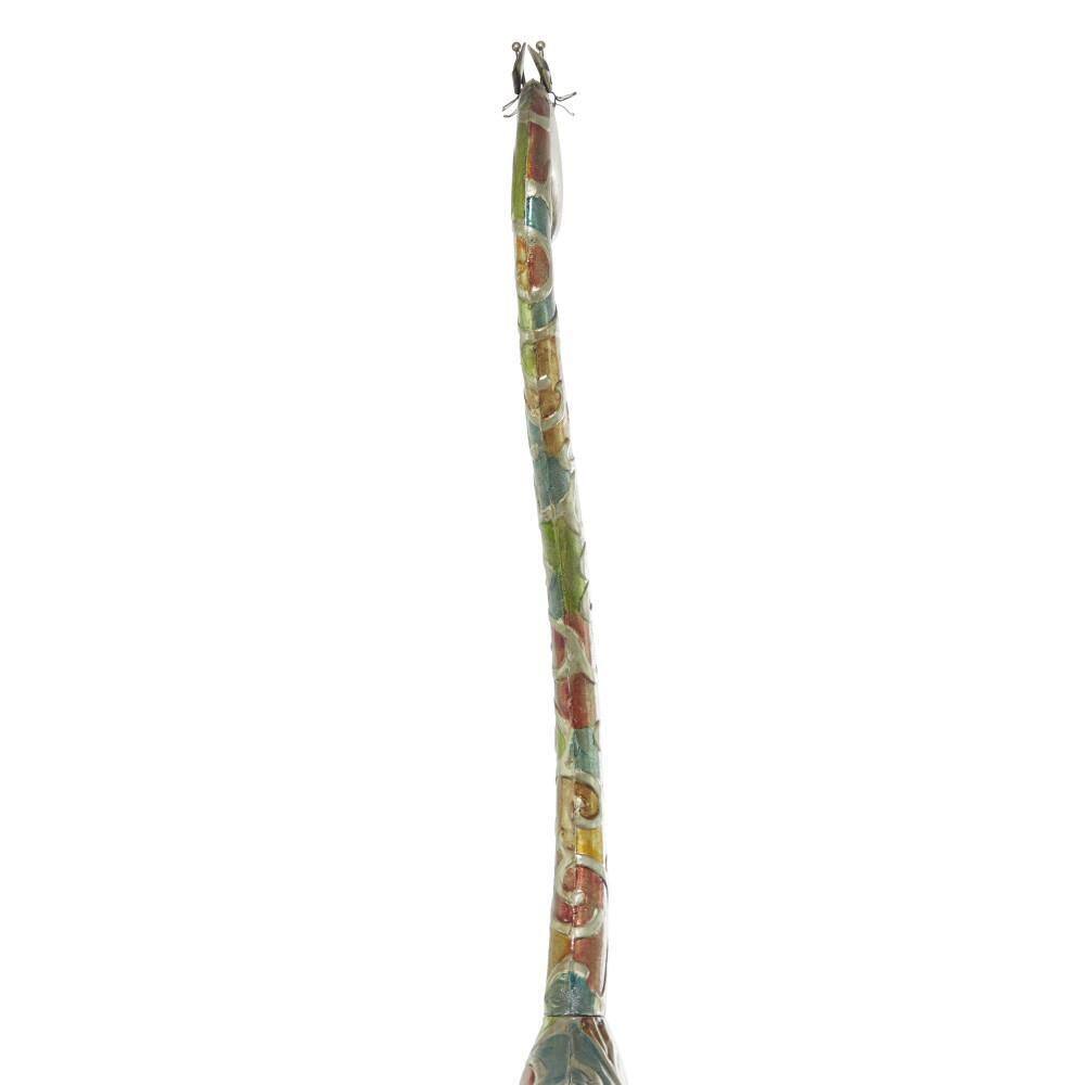 Extra Large Multicolor Metal Giraffe Sculpture with Embossed Detailing