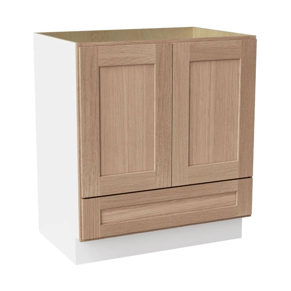 30 in. W x 21 in. D x 34.5 in. H Ready to Assemble Solid Wood Shaker Sink Base Drawer Bath Cabinet in Oak price history on PriceWatchPro