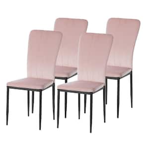 Pink Modern And Contemporary Tufted Velvet Upholstered Accent Dining Chair (Set of 4)