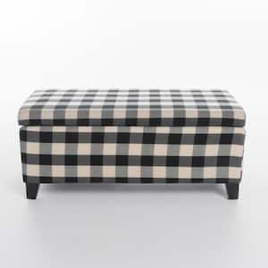 Breanna Black Checkerboard Fabric Storage Ottoman