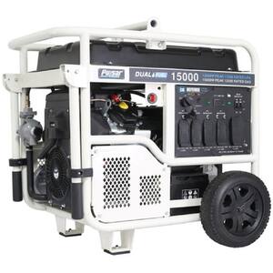 15,000-12,000-Watt Recoil Dual Fuel Portable Generator with Push Button Start and CO Alert