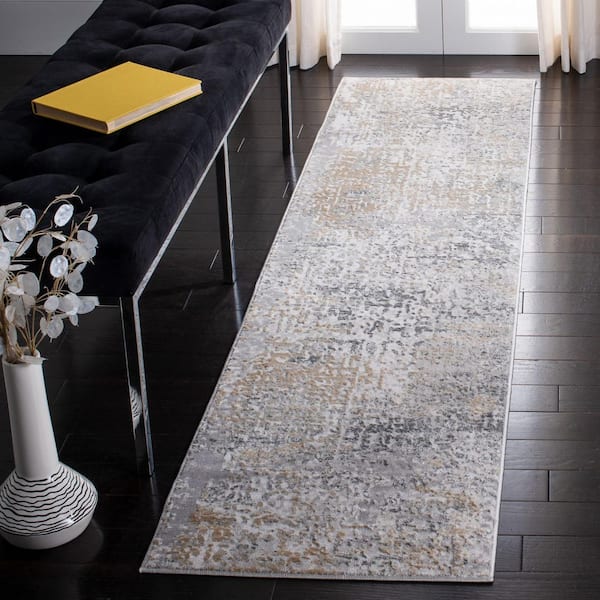 Vogue 2 ft. x 16 ft. Beige/Gray Distressed High-Low Runner Rug