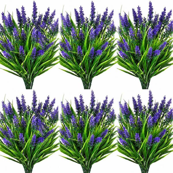 13.2 in. Purple Outdoor Artificial Lavender Shrub 16-Pack for Planters and Hanging Baskets