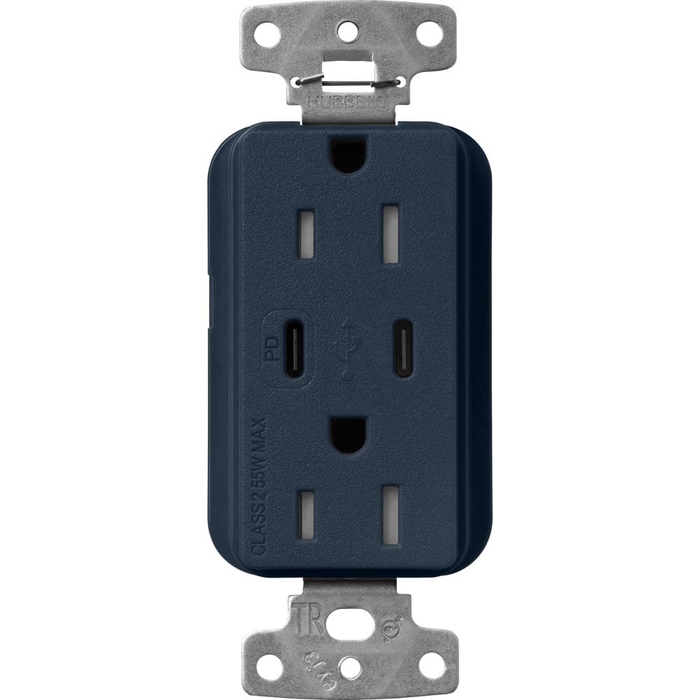 Claro 15 Amp Tamper Resistant USB Type C Duplex Receptacle, Decorator Style Outlet, Satin Finish, SCR-15-CCTR-DE, Blue price history on PriceWatchPro