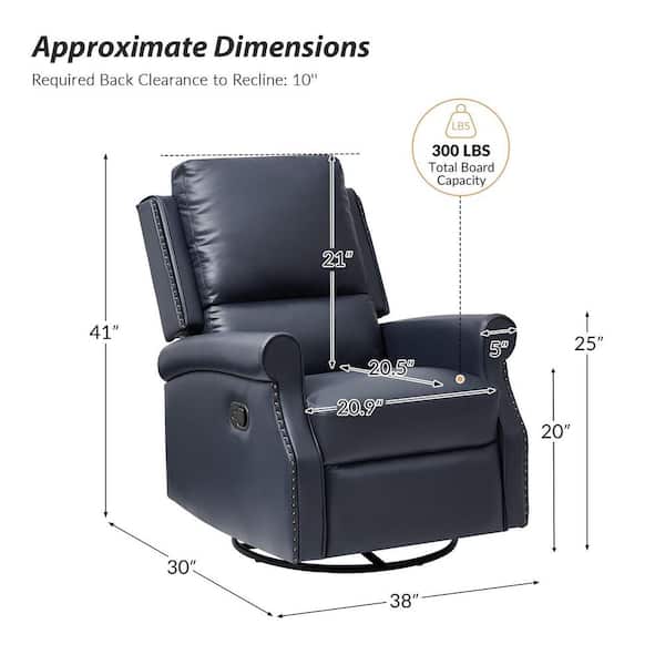 JAYDEN CREATION Jazm Navy Faux Leather Swivel Rocker Manual