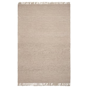 Cyra Natural 9 ft. x 12 ft. Solid FarmHouse Hand-Woven Wool Area Rug