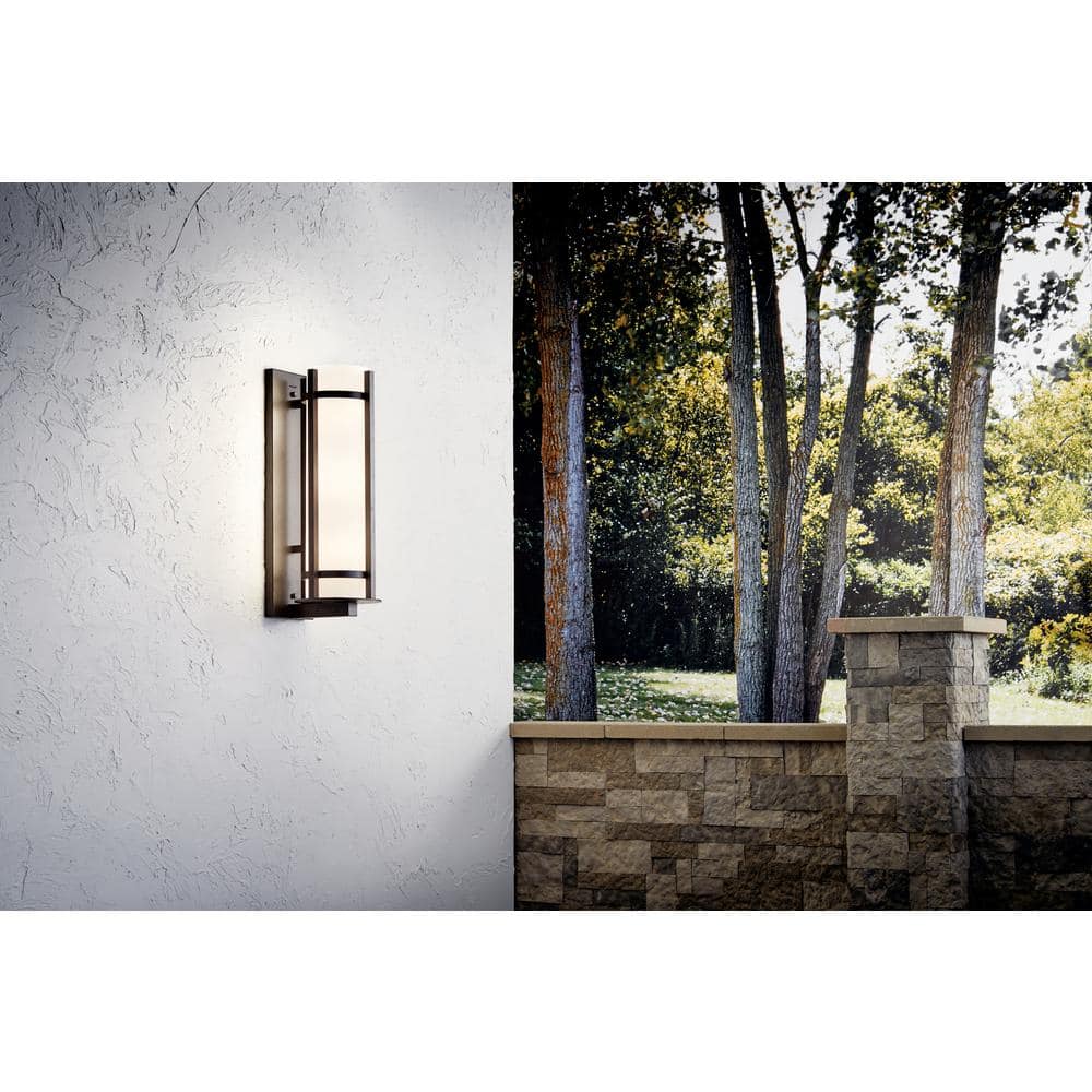 Camden 26" Grey Iron Lantern Sconce with White Shade
