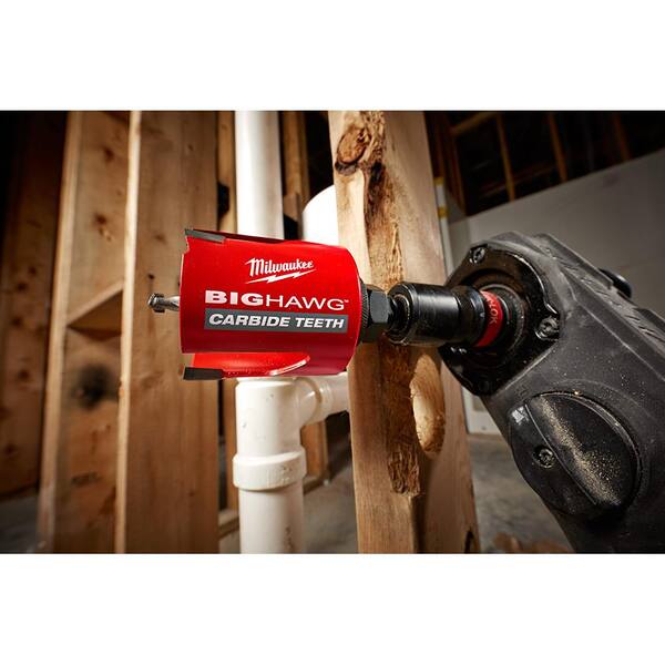 Milwaukee Big Hawg Carbide Hole Saw Kit with Speed Feed Auger Wood Drilling Bit Set (14-Piece)
