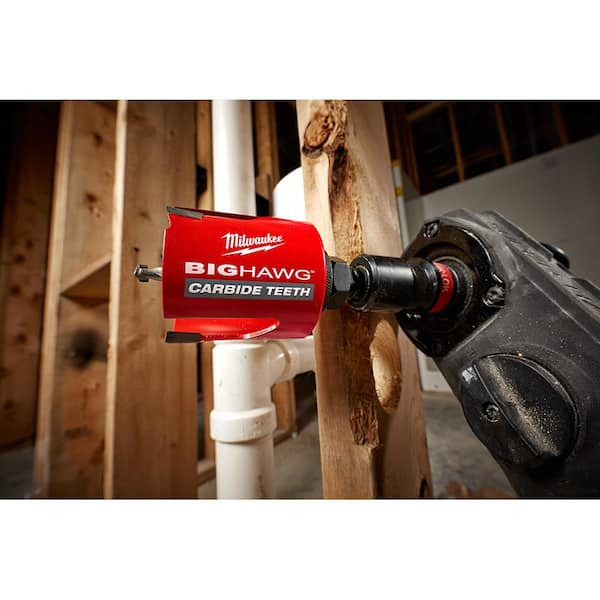Milwaukee - BIG HAWG Carbide Hole Saw Kit with SPEED FEED Auger Wood Drilling Bit Set (14-Piece)