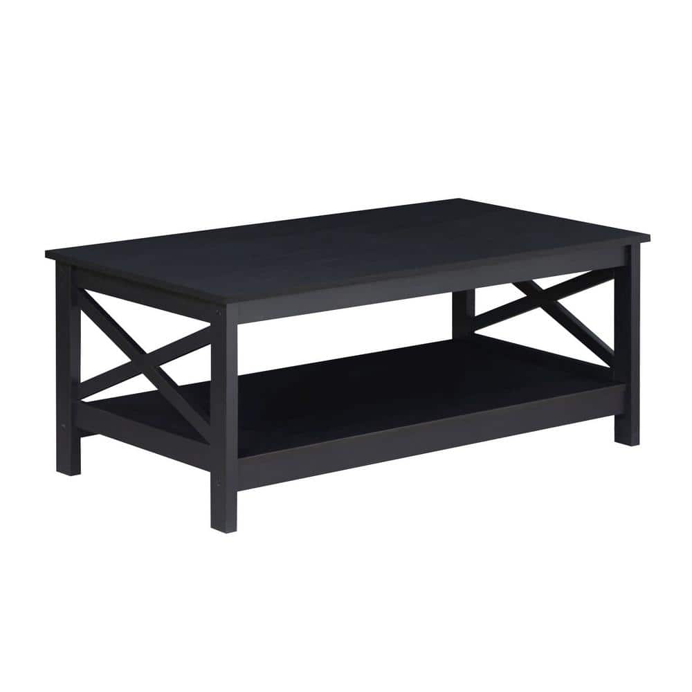 SAINT BIRCH Lambert 43 in. Black Oak Rectangle Wood Coffee Table with