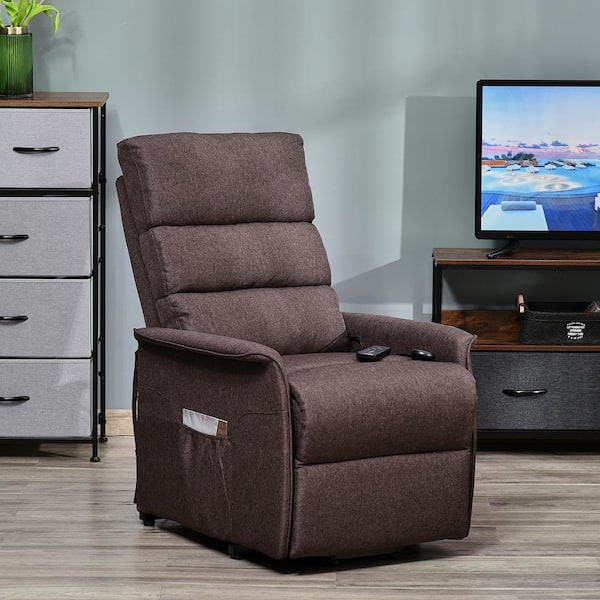 HOMCOM Living Room Power Lift Chair, PU Leather Electric Recliner Sofa Chair  for Elderly with Remote Control, Brown
