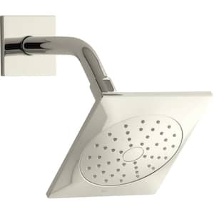 Loure 1-Spray Patterns 5.25 in. Wall Mount Fixed Shower Head in Vibrant Polished Nickel