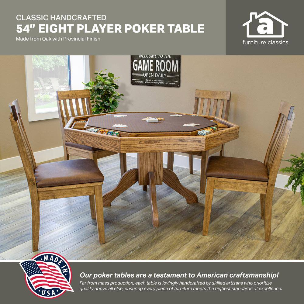 Mocha Knotty Alder 54'' Octagonal Poker Table with Cup Holders