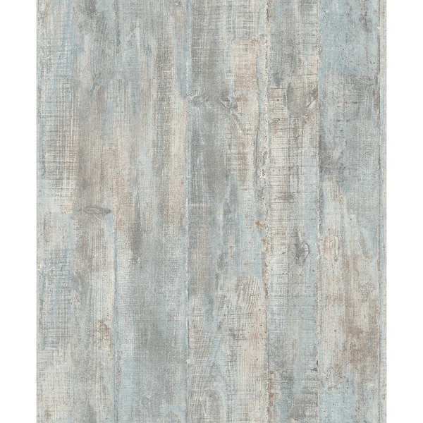 Advantage Huck Light Blue Weathered Wood Plank Wallpaper