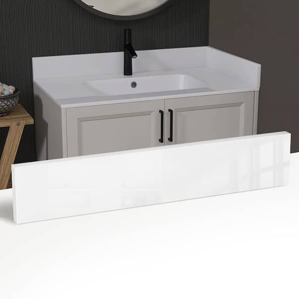 24 in. W x 4 in. H Solid Surface Resin Vanity Backsplash for Bathroom Countertop Splash Guard in Pure White