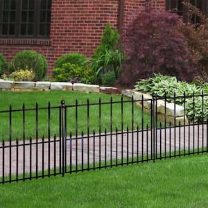 Empire 29 in. H x 36 in. W Black Steel 3-Rail Fence Panel (4-Pack)