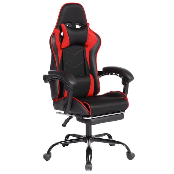 Black/Red E-Sports PC Gaming Chair w/Massage & Footrest Height