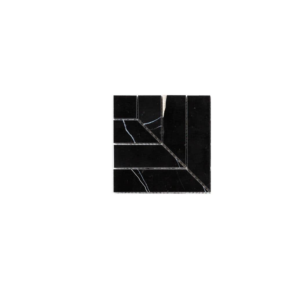 Jeffrey Court Take Home Tile Sample Ancient Nero Marquina Black 4 in