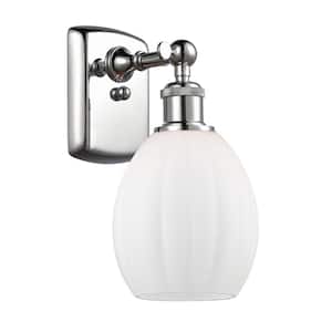 Eaton 6 in. 1-Light Polished Chrome Wall Sconce with Matte White Glass Shade