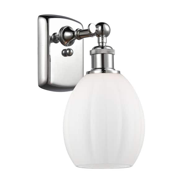 Innovations Eaton 6 in. 1-Light Polished Chrome Wall Sconce with Matte White Glass Shade
