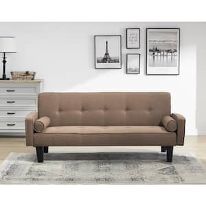 72. in. Wide Brown Linen Modern Twin Size Sofa bed