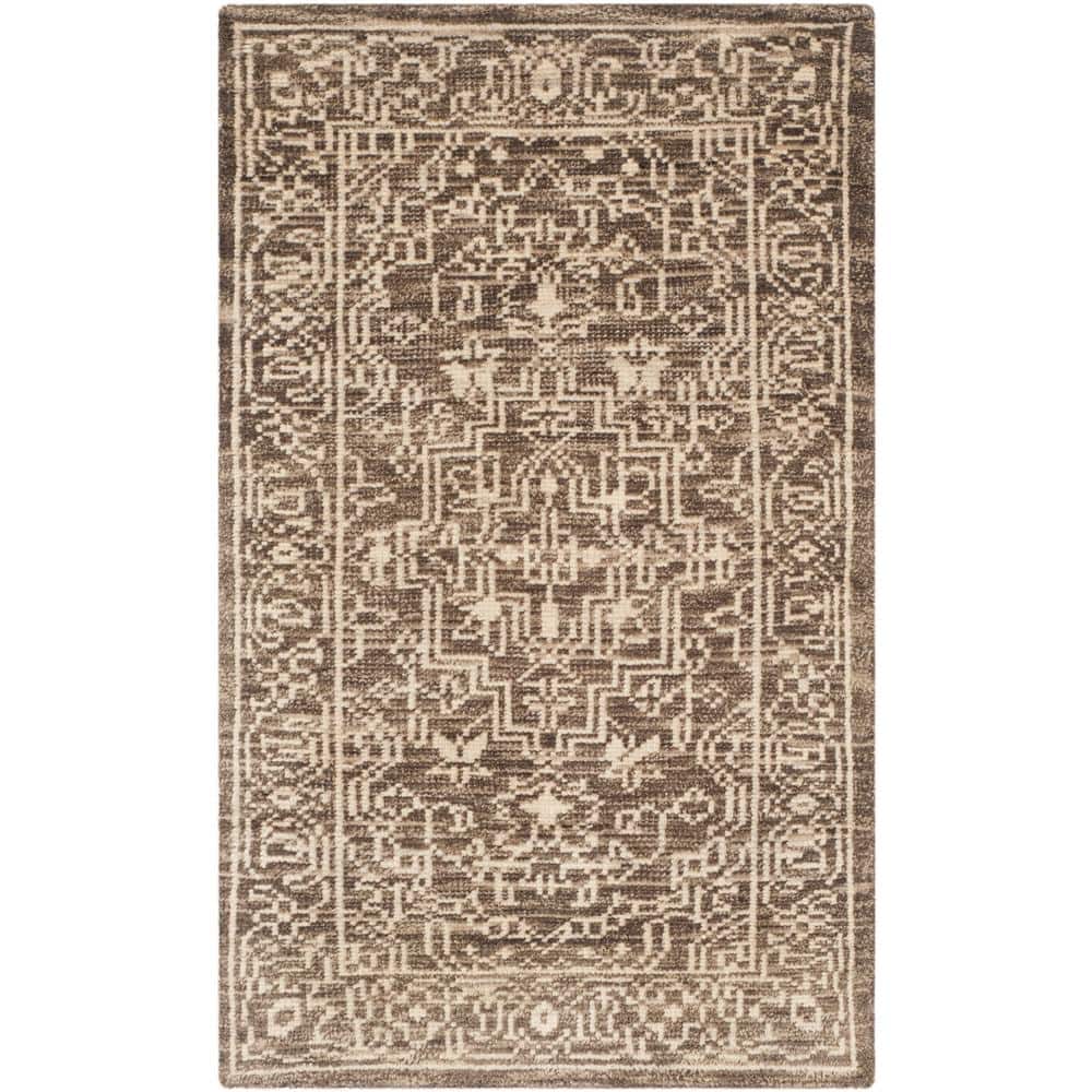 Kenya 3' x 5' Hand-Knotted Wool Area Rug in Brown/Beige