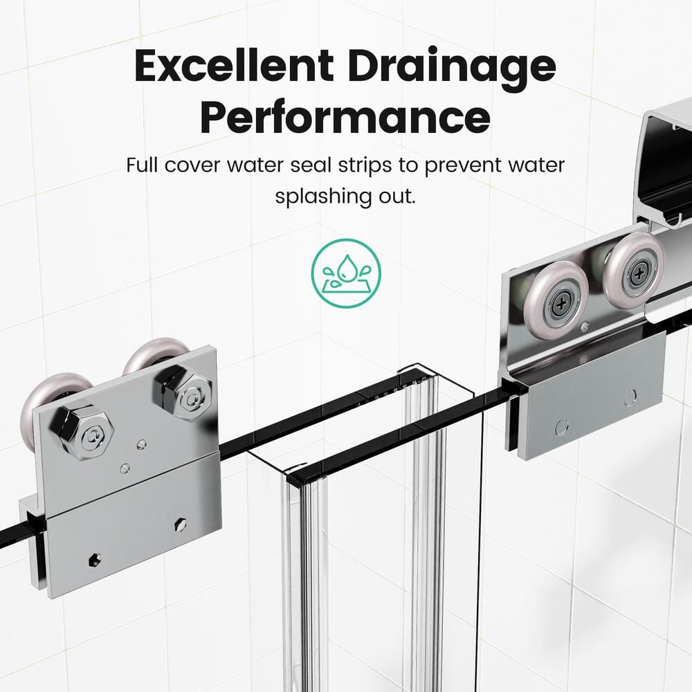 Chrome Semi-Frameless Double Sliding Shower Door with Clear Glass