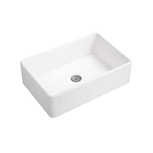 33 in. Farmhouse Apron Single Bowl White Ceramic Workstation Kitchen Sink with Sink