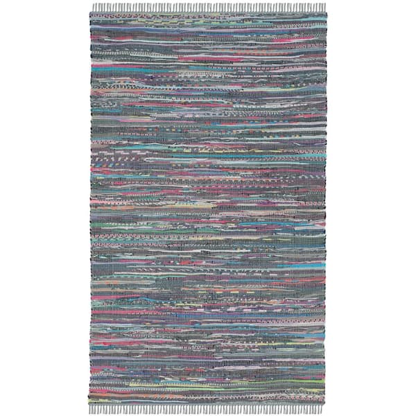 Rag Rug Aqua/Multi 5 ft. x 8 ft. Striped Area Rug