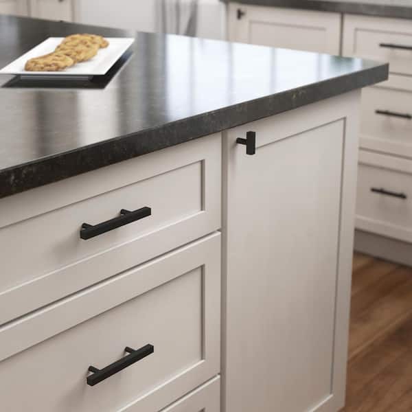 Square Bar 3 in. (76 mm) Modern Matte Black Drawer Pull