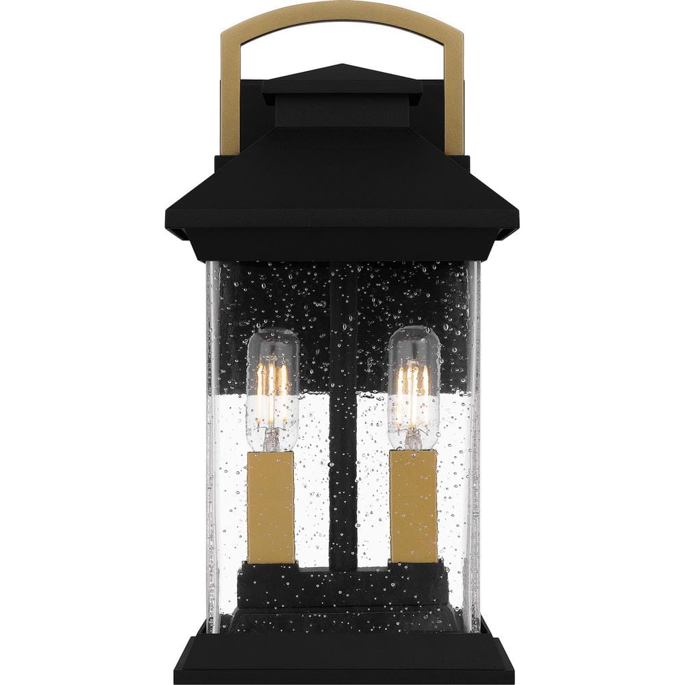 Henderson Black and Gold Outdoor Wall Lantern with Clear Glass