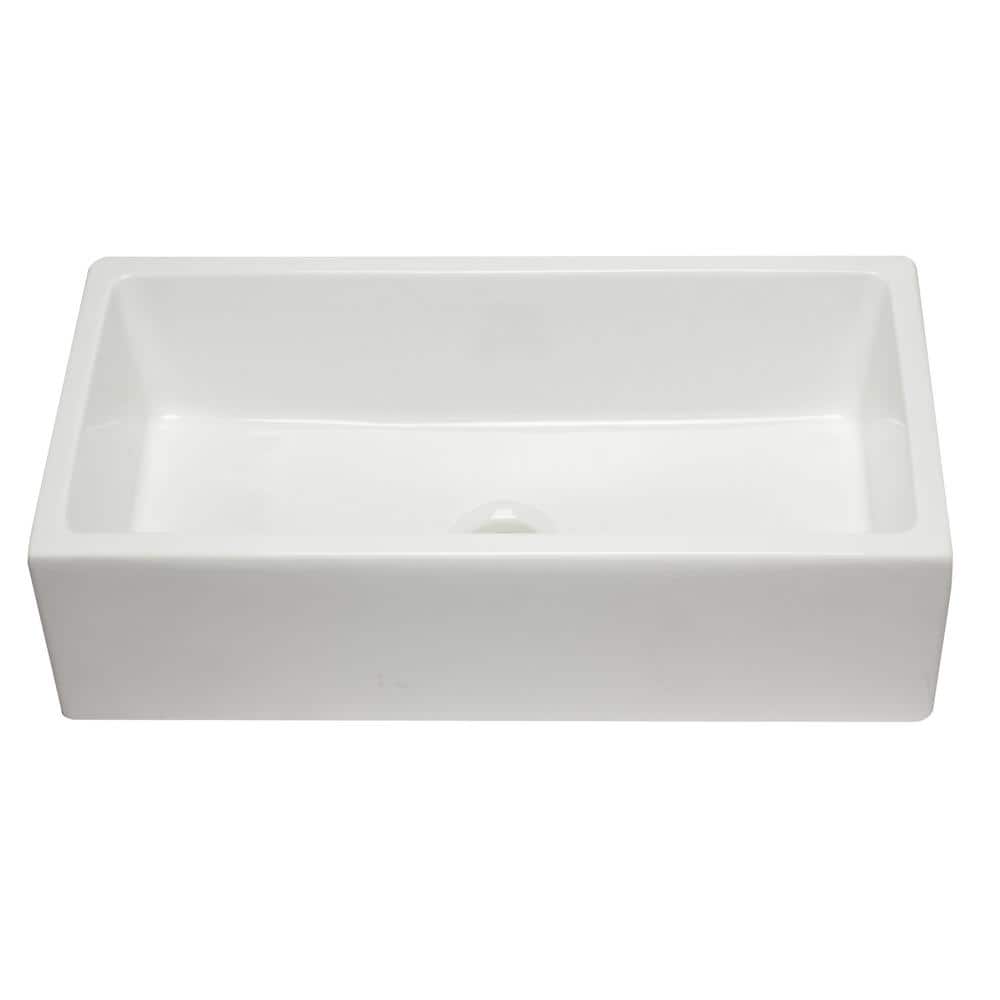 36'' White Fireclay Single Bowl Farmhouse Sink