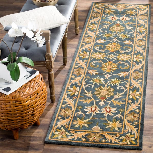 Antiquity Blue/Gold 2 ft. x 10 ft. Border Runner Rug