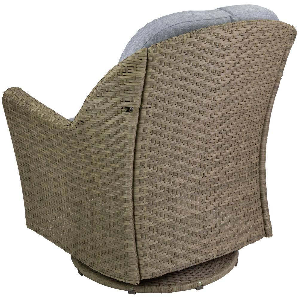 34" Gray Resin Wicker Glider Chair with Gray Cushions