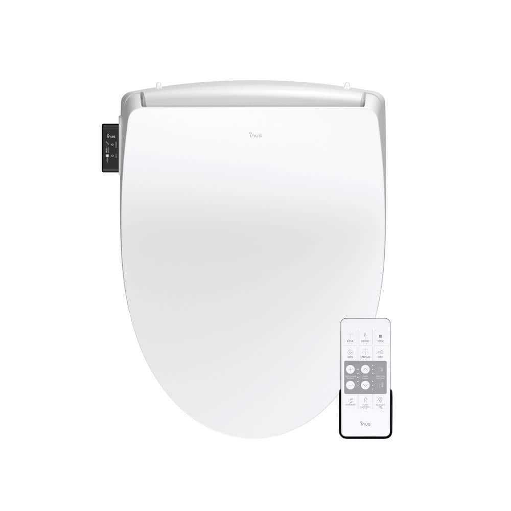 White Electric Bidet Seat with Heated Elongated Design
