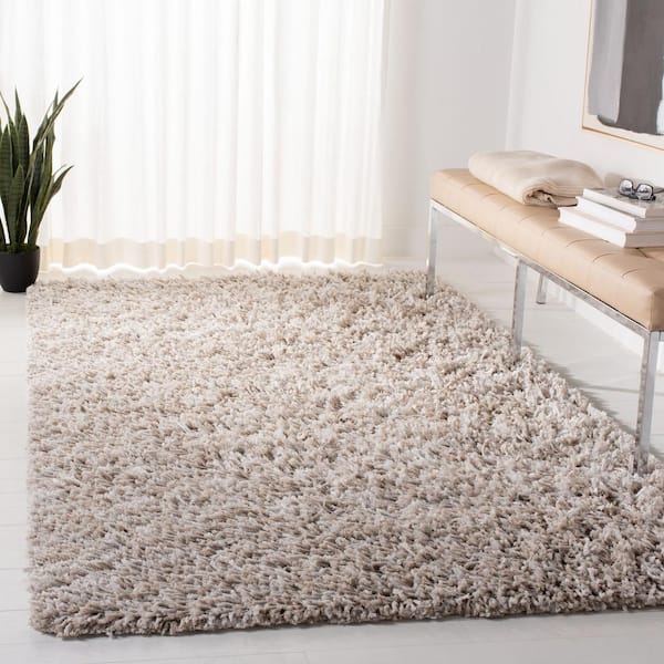 Rio Shag Beige/Ivory Doormat 3 ft. x 4 ft. Solid Area Rug