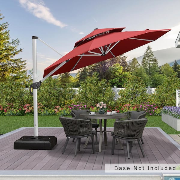 PURPLE LEAF 10 ft. Octagon Aluminum Patio Cantilever Umbrella for Garden Deck Backyard Pool in Terra