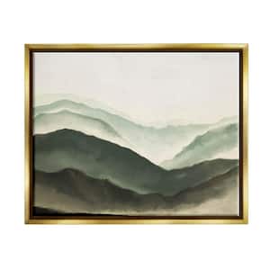 Mountain Atmospheric Watercolor Painting by JJ Design House LLC Floater Frame Nature Wall Art Print 21 in. x 17 in.