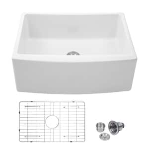 White Ceramic 24 in. Single Bowl Farmhouse/Apron-Front Kitchen Sink