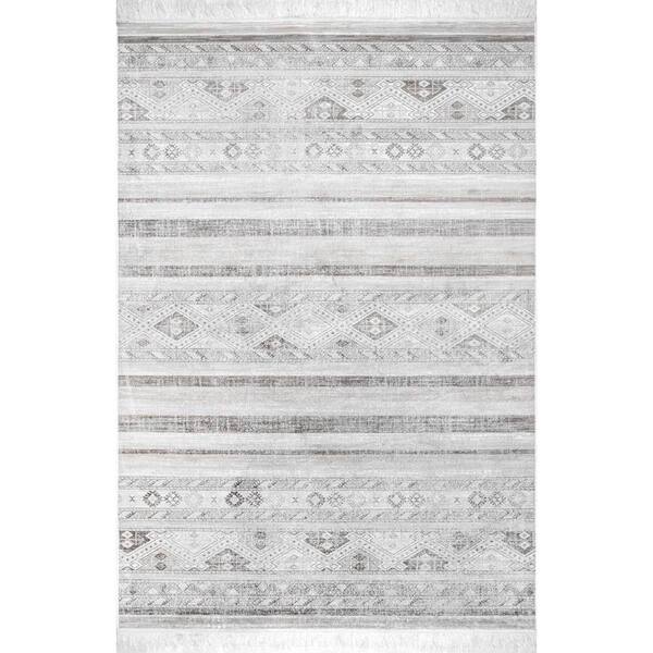 nuLOOM Roseline Vintage Tribal Gray 9 ft. x 12 ft. Area Rug