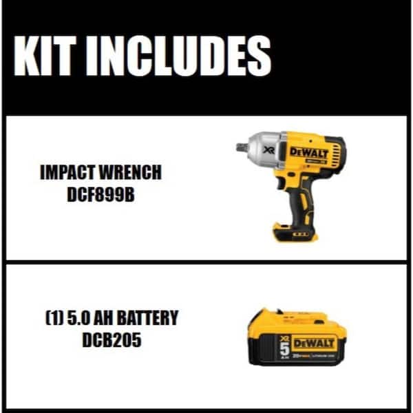 DEWALT 20V MAX XR Cordless Brushless 1/2 in. High Torque Impact Wrench with Detent  Pin Anvil with 20V MAX XR 5.0Ah Battery DCF899Bw5b The Home Depot